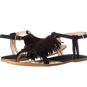 Chinese Laundry Black Fringe Tommy Sandals